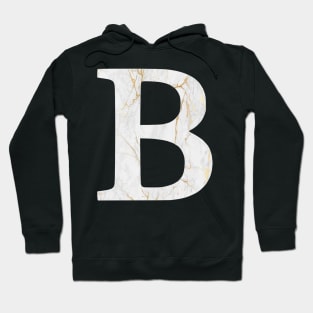 The Letter B White and Gold Marble Design Hoodie